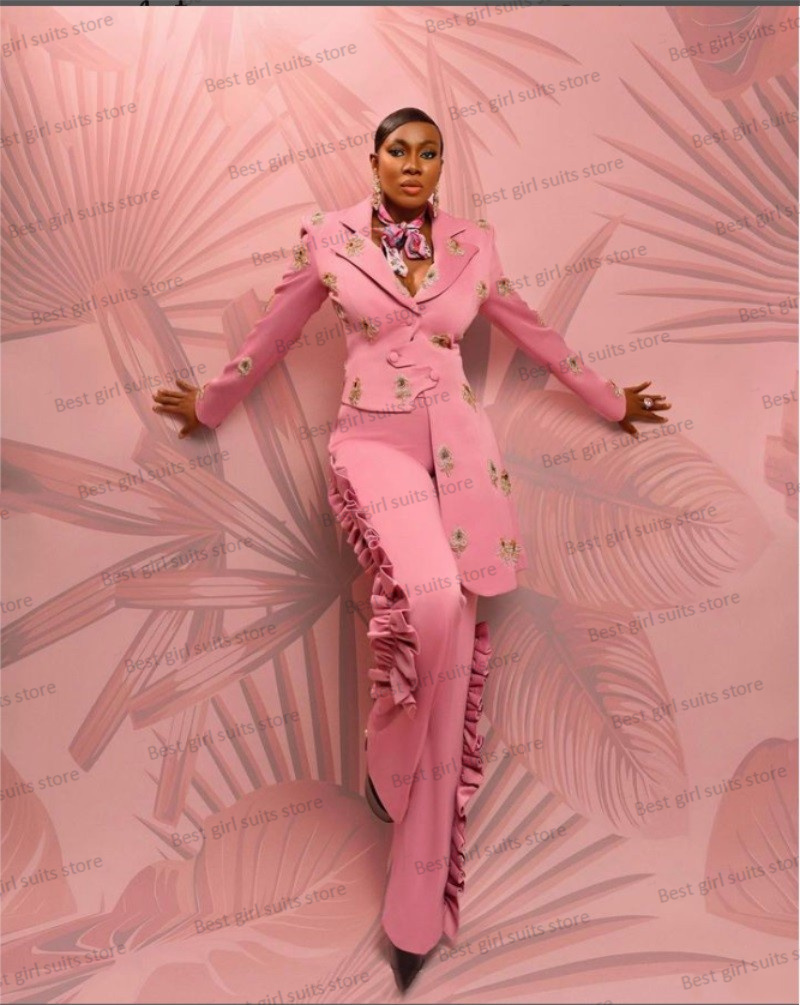 Women'S Formal Wear For Wedding Guest - Rosa Hochzeit Frauen Anzug Set Blazer