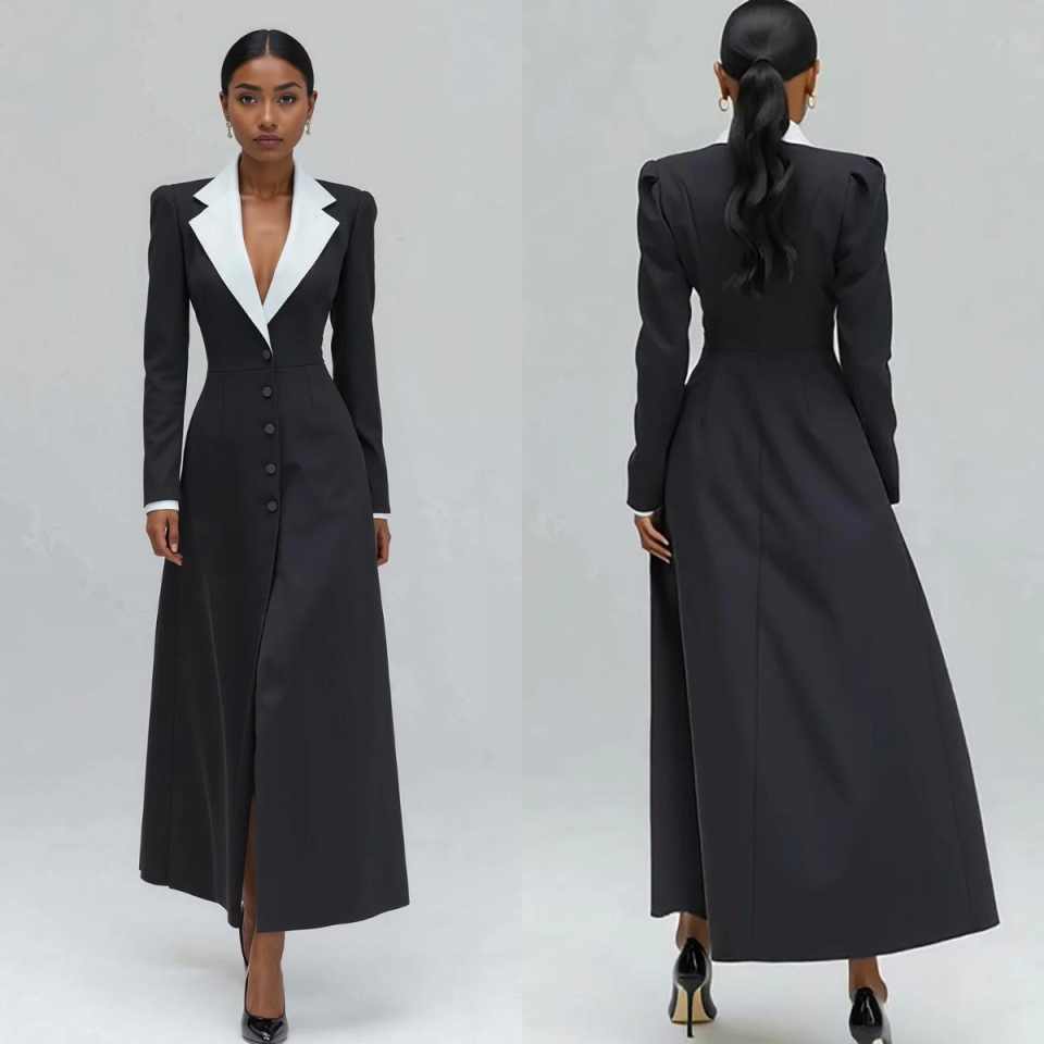 Women Formal Party Wear Dress - A-Linien Damen Langer Blazer, Einteiliger Formeller