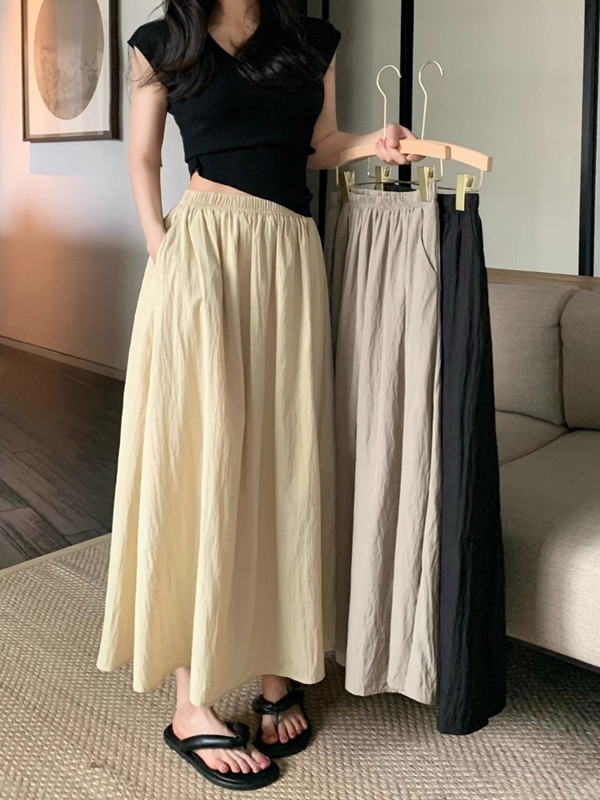 Pencil Skirt Midi - Extragroßer Eisseiden-Midirock mit hoher Taille, drapiert