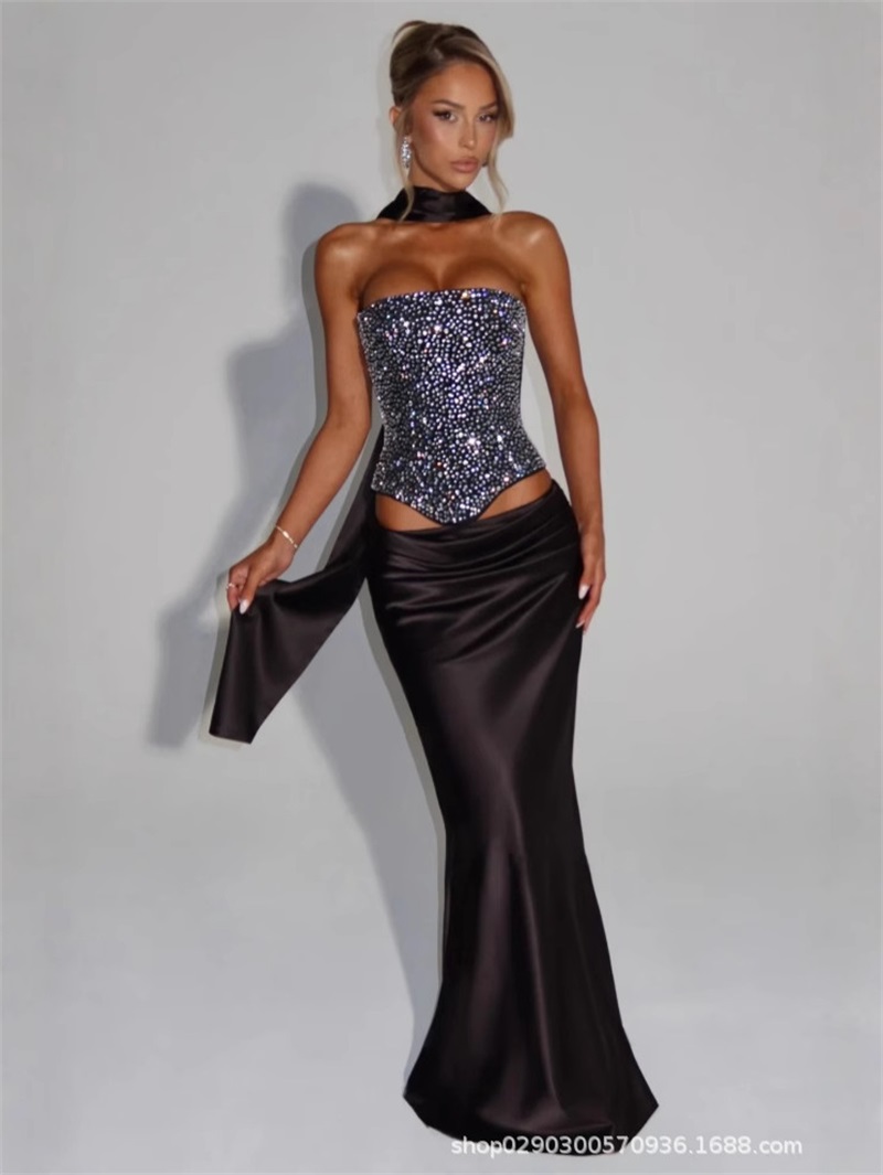 Women Formal Party Wear Dress - Sexy Meerjungfrau-Damen-Abschlussballkleid, 2-teilig, ärmelloses Oberteil, BH