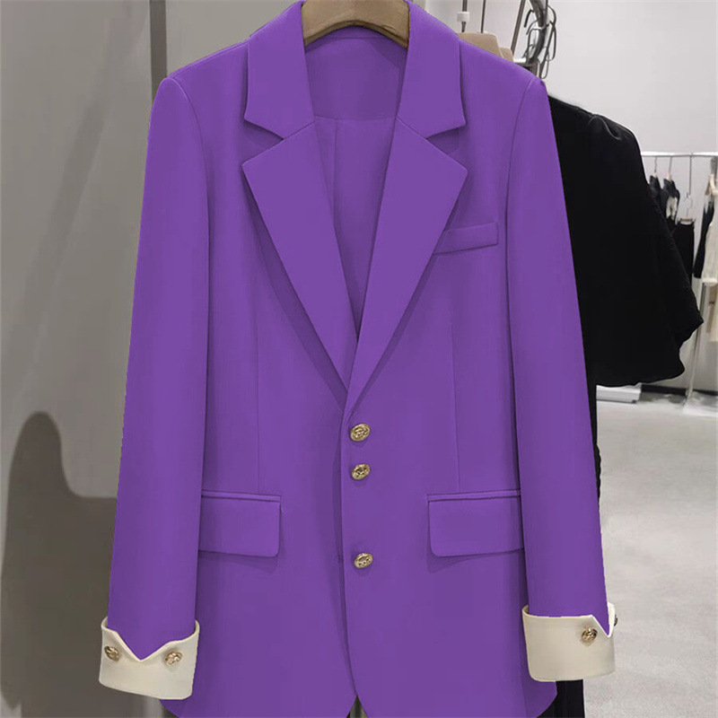 Formal Winter Wear Women Jacket - Mode Damen Blazer Farbe Block Langarm