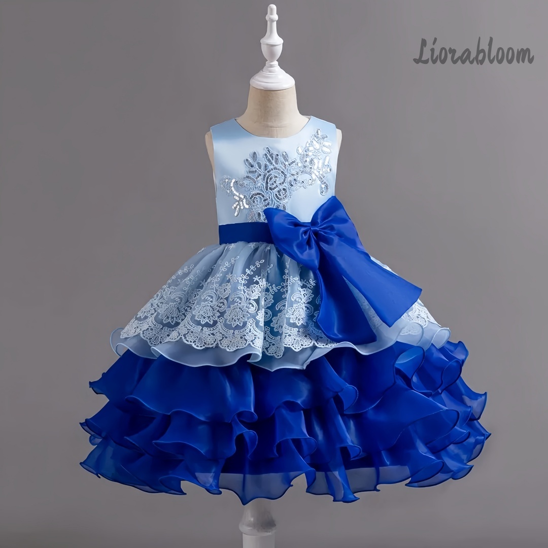 Women Formal Party Wear Dress - Mädchenkleid mit großer Schleife, ärmelloses formelles
