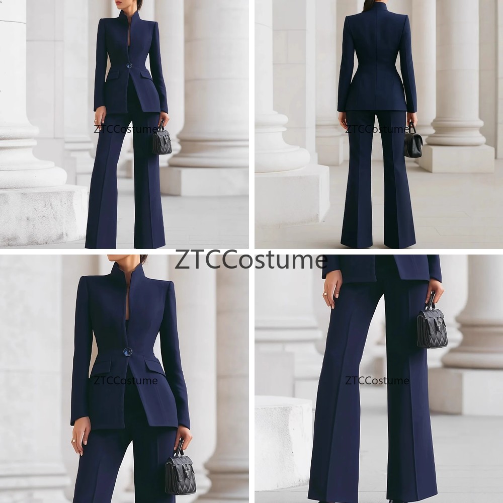 Women Formal Office Wear Tops - Cosplay Damen-Anzug-Set Langarm Einknopf-Blazer mit Tasche