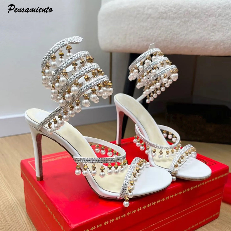 Women Formal Wear For Wedding - Luxuriöse Gladiatorensandalen für Damen mit Strass,