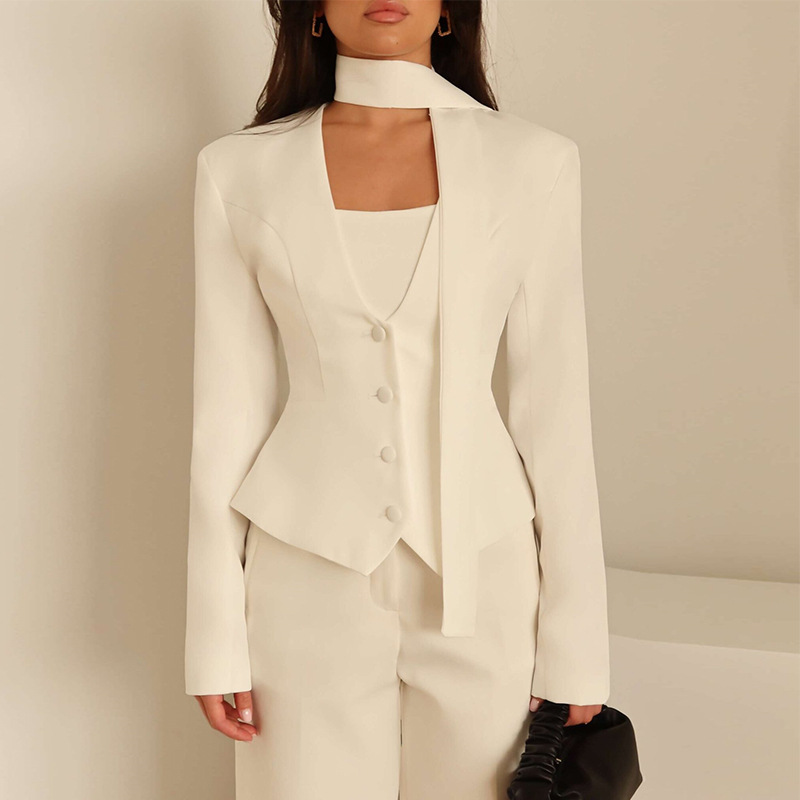 Women'S Formal Wear For Wedding Guest - Herbst-Damenanzug, 1-teilig, kurzer Blazer mit Schal,