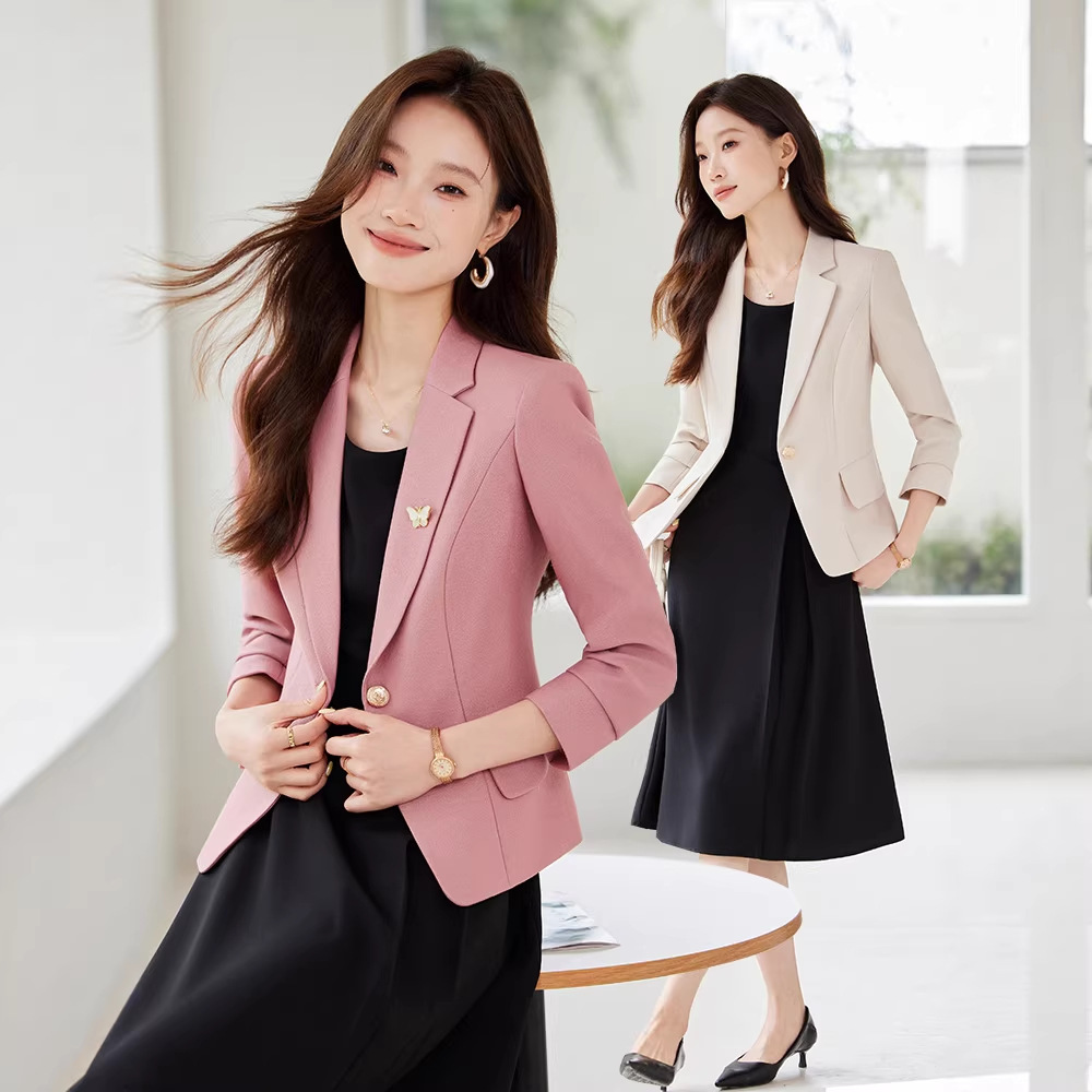 Women Formal Office Wear Tops - 2026 Modischer Damen-Blazer Rosa Langarm-Oberbekleidung für