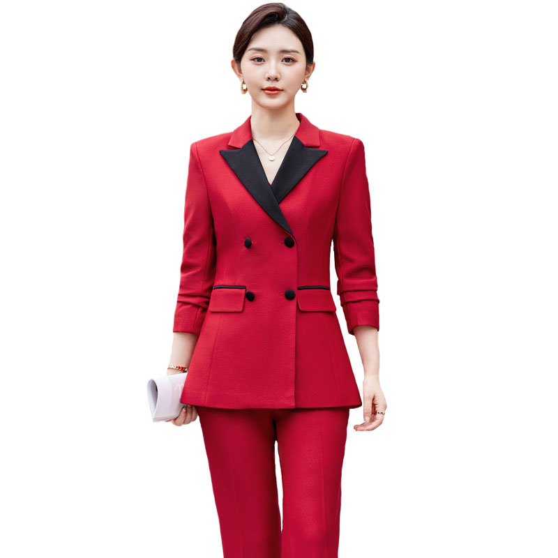Formal Winter Wear Women Jacket - 2024 elegante rote schwarze Frauen Hosen