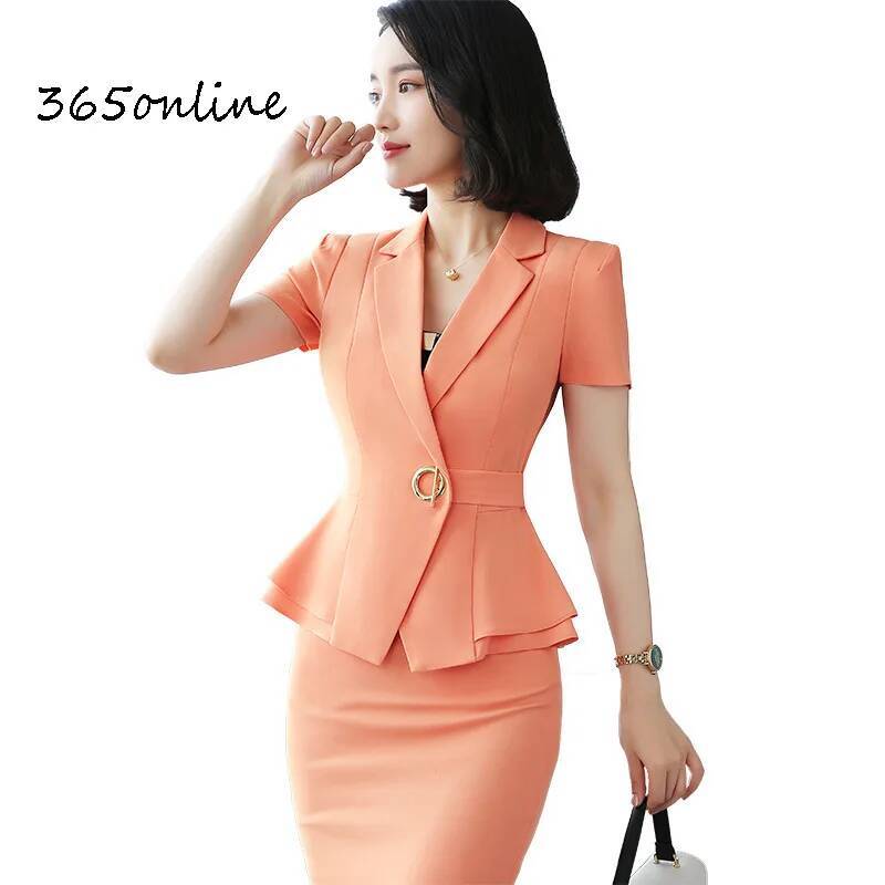 Women Formal Office Wear Tops - Formelle Blazer-Anzüge in einheitlichen Stilen, zweiteilig,