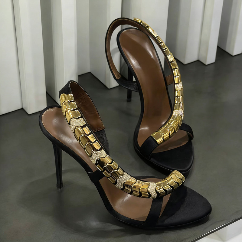 Luxuriöse Glitzer-Sandalen mit – Women Formal Wear For Wedding Bewertung und Preis
