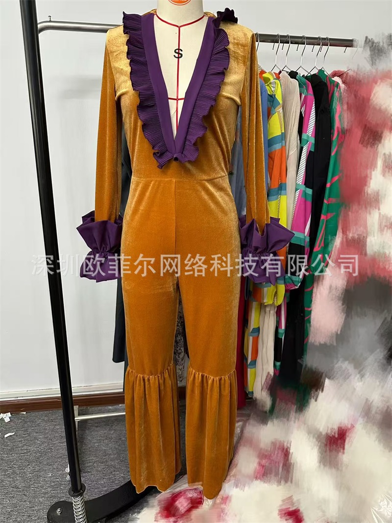 Gelb-Lila Samt-Jumpsuit für Da – Women'S Formal Wear For Wedding Guest Bewertung und Preis